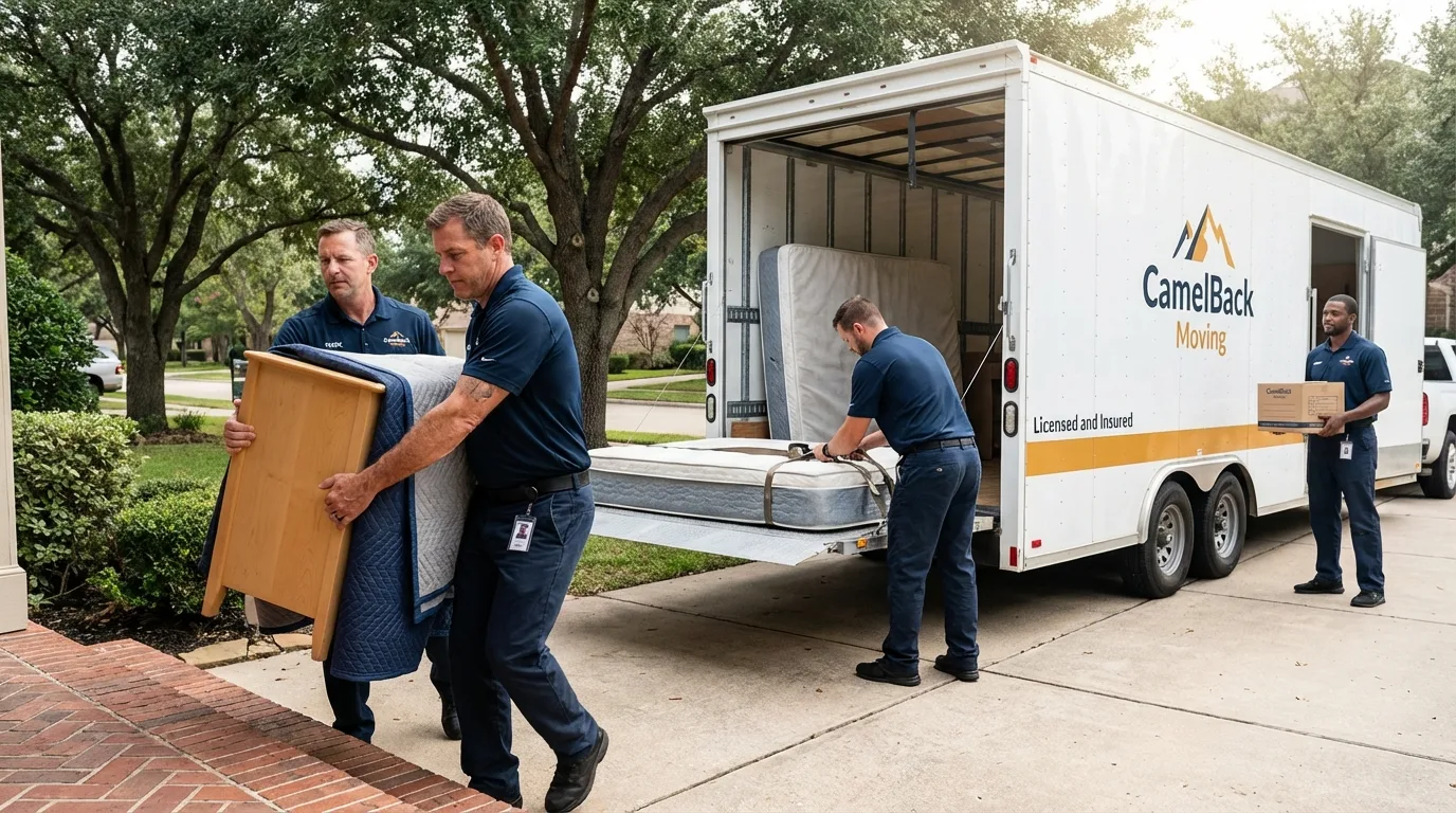 Crew loading residential truck for cross-state move from South Fulton, TN